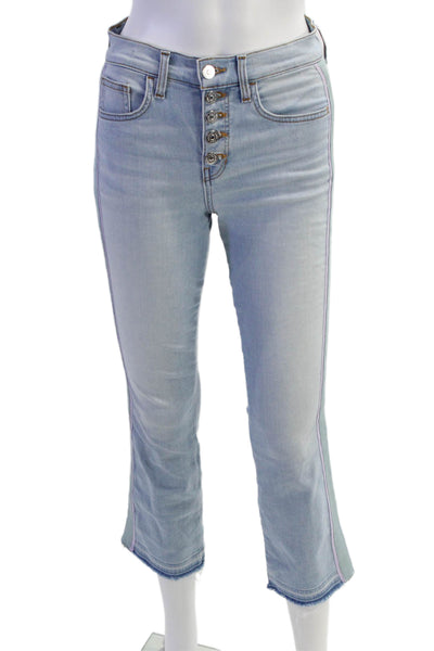 Veronica Beard Womens Carolyn Light Wash Striped Trim Bootcut Jeans Blue Size 25