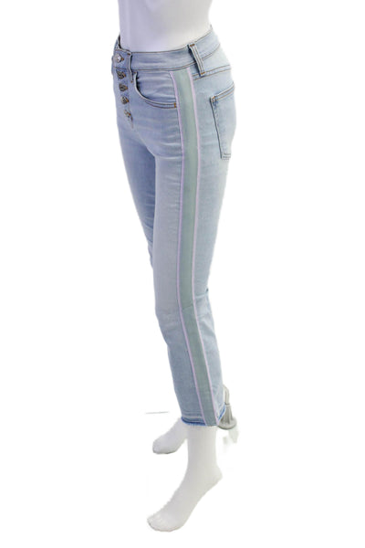 Veronica Beard Womens Carolyn Light Wash Striped Trim Bootcut Jeans Blue Size 25