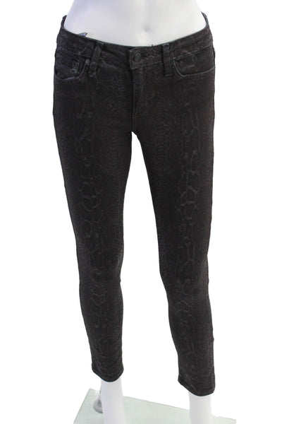 Joes Womens Animal Print Mid Rise Skinny Jeans Black Size 25