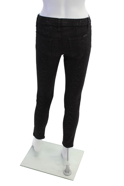 Joes Womens Animal Print Mid Rise Skinny Jeans Black Size 25