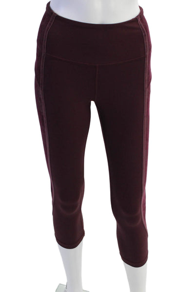 Lululemon Womens Solid Lace Trim Cropped Solid Leggings Purple Size 4