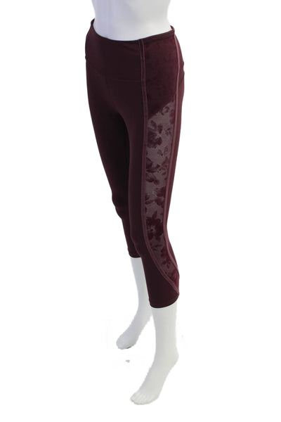 Lululemon Womens Solid Lace Trim Cropped Solid Leggings Purple Size 4