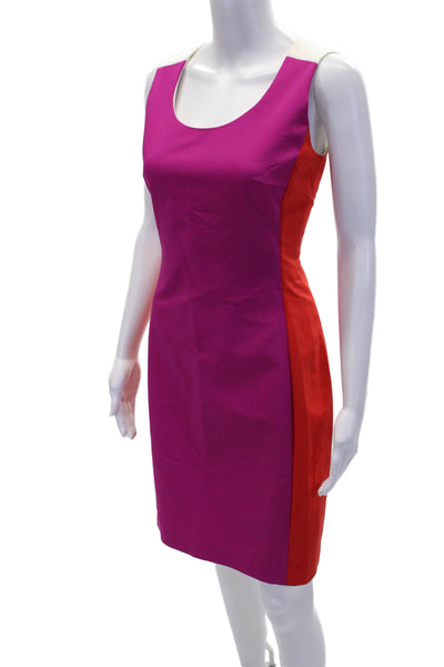 Belle Badgley Mischka Womens Round Neck Sleeveless Color Block Mini Dress Size 4
