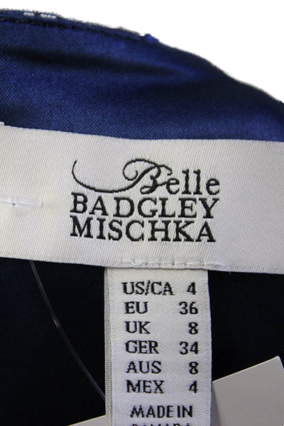 Belle Badgley Mischka Women's Round Neck Sleeveless Floral Mini Dress Size 4