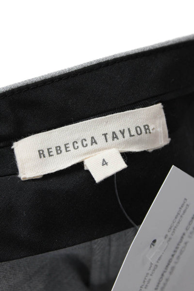 Rebecca Taylor Women's Hook Flat Front Straight Leg Dress Pants Gray Size 4