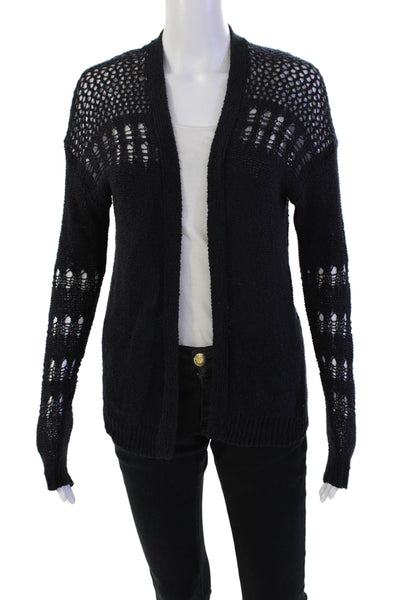 Rebecca Taylor Women's Long Sleeves Open Knit Cardigan Sweater Blue Size S