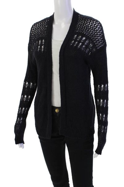 Rebecca Taylor Women's Long Sleeves Open Knit Cardigan Sweater Blue Size S
