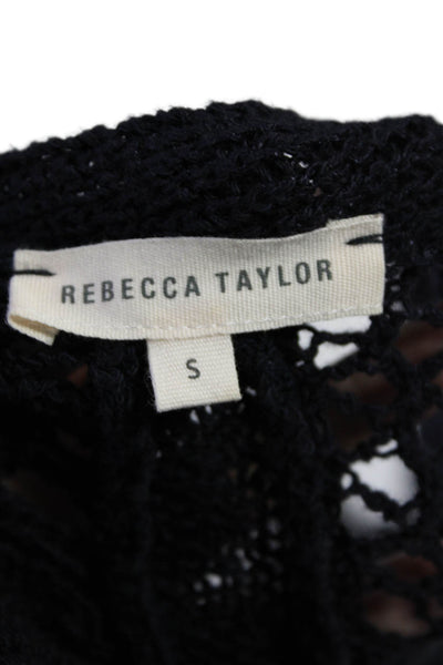 Rebecca Taylor Women's Long Sleeves Open Knit Cardigan Sweater Blue Size S