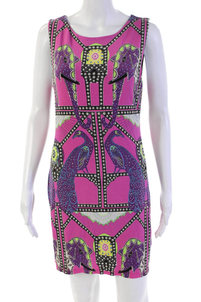 Mara Hoffman Womens Geometric Stretch Sleeveless Mini Dress Pink Size L