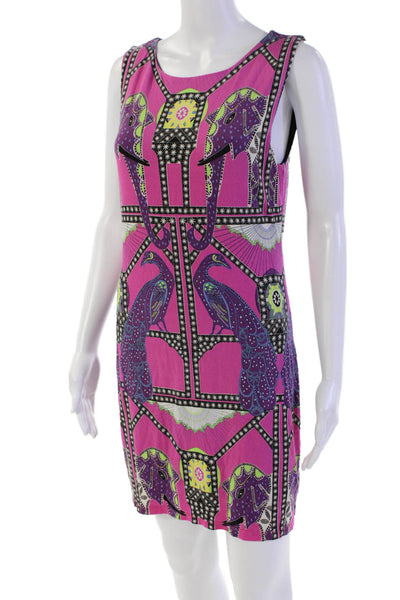 Mara Hoffman Womens Geometric Stretch Sleeveless Mini Dress Pink Size L