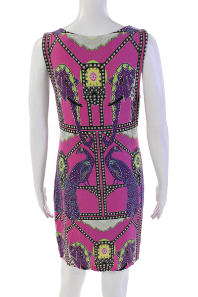 Mara Hoffman Womens Geometric Stretch Sleeveless Mini Dress Pink Size L