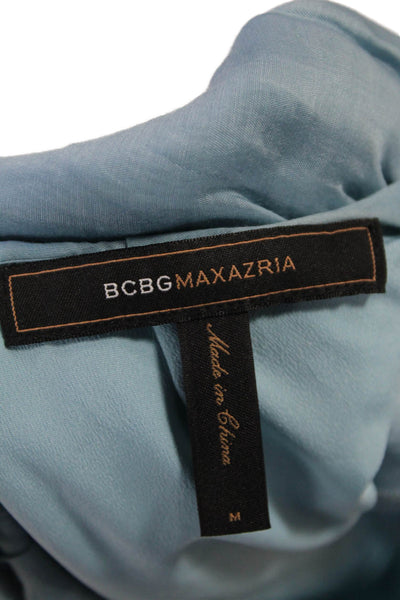 BCBG Max Azria Womens Short Sleeve Belted Pullover Mini Dress Blue Size M