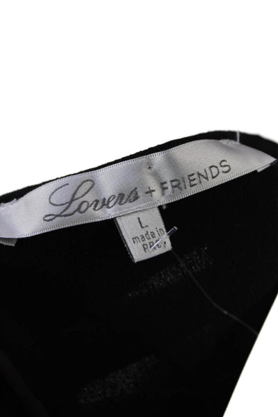 Lovers + Friends Womens Cold Shoulder Long Sleeve Blouse Top Black Size L