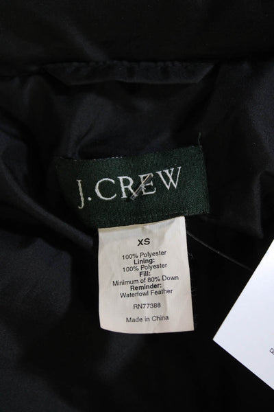 J Crew Womens Textured Long Sleeve Zip Hood Puffer Jacket Black Size XS