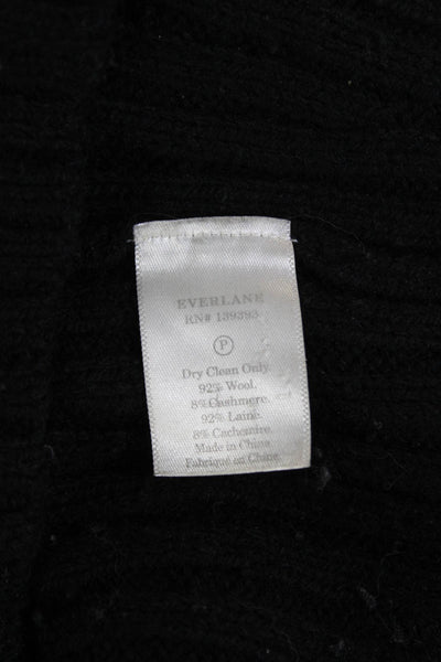 Everlane Womens Wool Long Sleeve V-neck Braided Knit Sweater Black Size XS