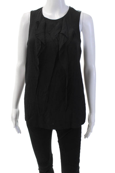Vince Womens Textured Scoop Neck Sleeveless Lined Tank Top Black Size 06