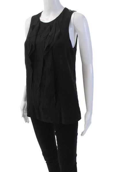 Vince Womens Textured Scoop Neck Sleeveless Lined Tank Top Black Size 06