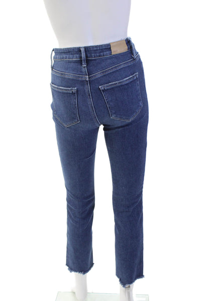 Paige Womens Button Distress Bottom Mid Wash Skinny Jeans Blue Size EUR 25