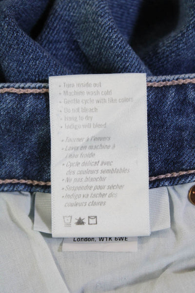 Paige Womens Button Distress Bottom Mid Wash Skinny Jeans Blue Size EUR 25