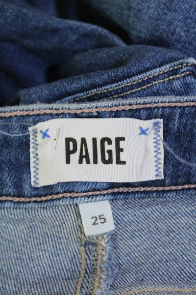 Paige Womens Button Distress Bottom Mid Wash Skinny Jeans Blue Size EUR 25