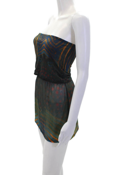 With Jean Womens Sheer Abstract Tube Top + Mini Skirt Set Multicolor Size M