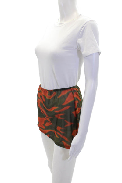 With Jean Womens Sheer Abstract Print Elastic Waist Mini Skirt Orange Size M