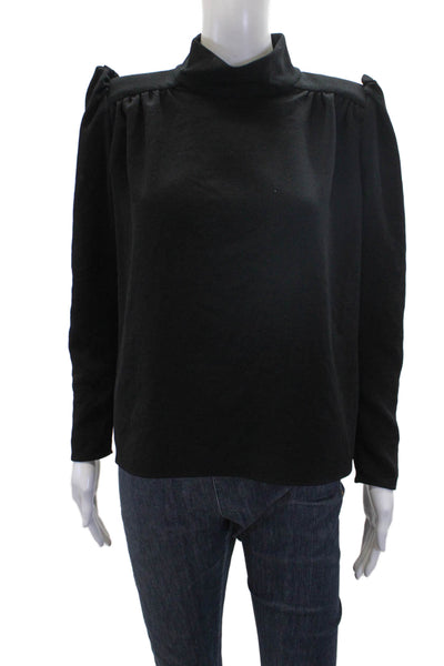 Ba&Sh Women's Mock Neck Long Sleeves Open Back Blouse Black Size 1