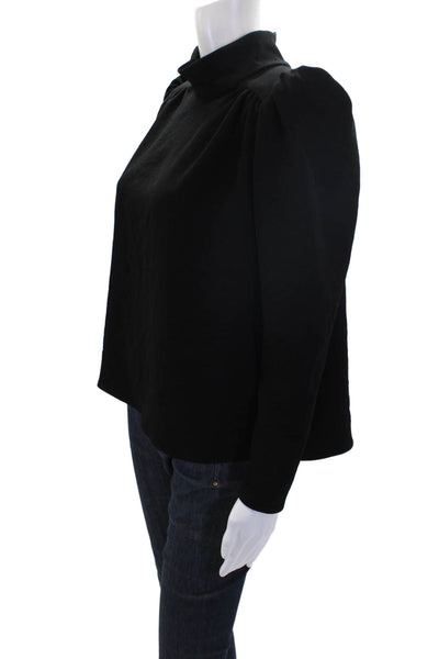 Ba&Sh Women's Mock Neck Long Sleeves Open Back Blouse Black Size 1
