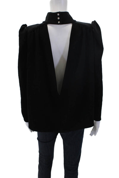 Ba&Sh Women's Mock Neck Long Sleeves Open Back Blouse Black Size 1