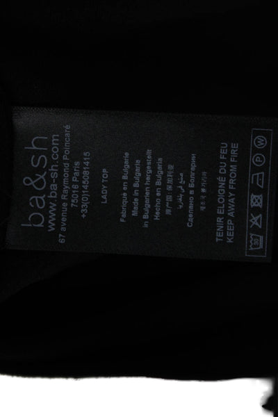Ba&Sh Women's Mock Neck Long Sleeves Open Back Blouse Black Size 1