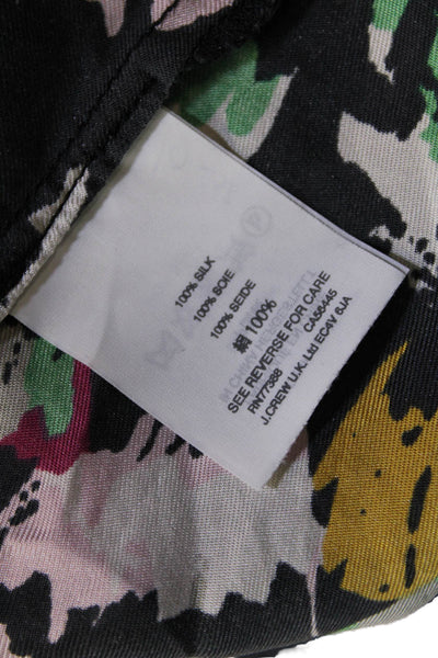 J Crew Womens Silk Abstract Print Ruffle Scoop Neck Blouse Top Multicolor Sz 12T
