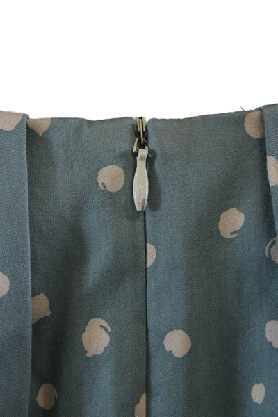 Samantha Sung Womens Polka Dot Pleated Scoop Neck Cap Sleeve Dress Blue Size 8