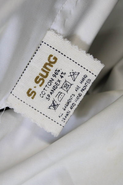 Samantha Sung Womens Polka Dot Pleated Scoop Neck Cap Sleeve Dress Blue Size 8