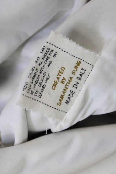 Samantha Sung Womens Polka Dot Pleated Scoop Neck Cap Sleeve Dress Blue Size 8