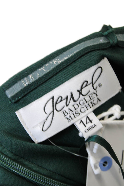Jewel Badgley Mischka Women's Sweetheart Neckline Tulip Midi Dress Green Size 14