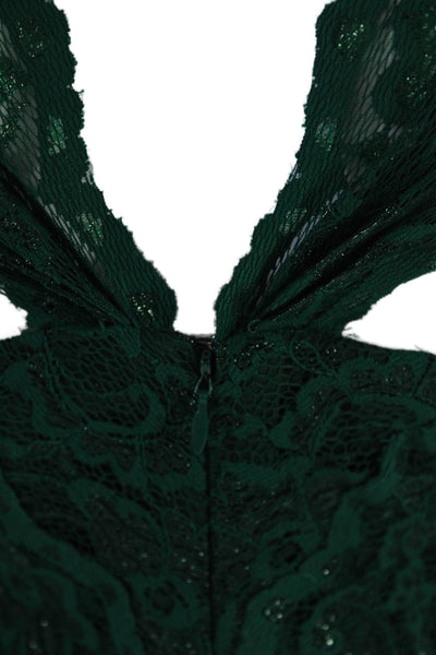 Belle Badgley Mischka Womens Square Neck Sleeeveless Lace Mini Dress Green Size