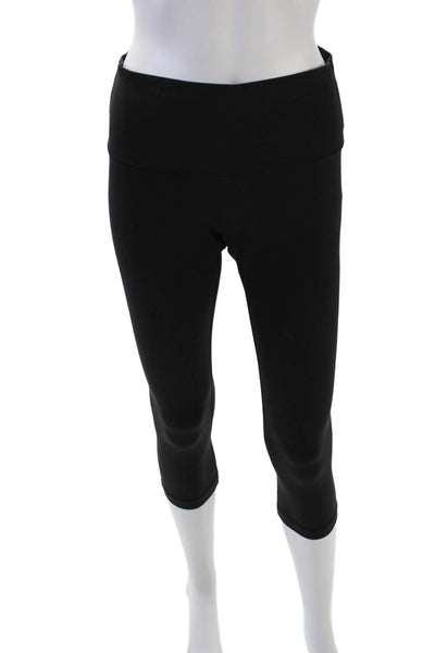Lululemon Womens High Rise Pull On Cropped Athletic Leggings Black Size 8