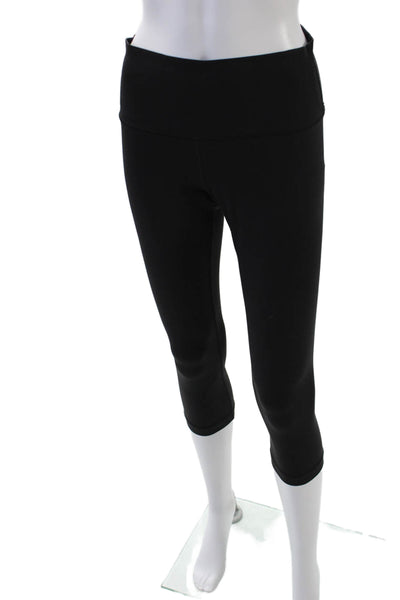 Lululemon Womens High Rise Pull On Cropped Athletic Leggings Black Size 8