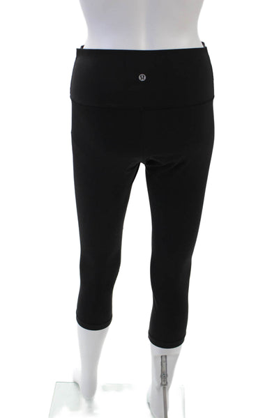 Lululemon Womens High Rise Pull On Cropped Athletic Leggings Black Size 8