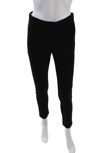 Designer Womens Zipper Fly Mid Rise Straight Leg Trouser Pants Black Size Small