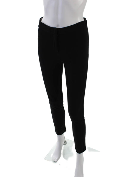 Designer Womens Zipper Fly Mid Rise Straight Leg Trouser Pants Black Size Small