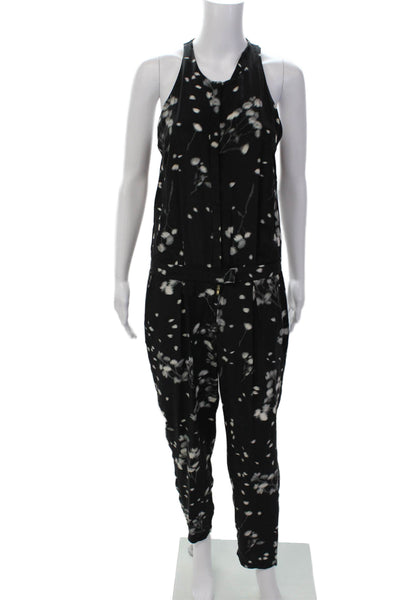 A.L.C. for Barney New York CO-OP Womens Silk Printed Jumpsuit Black Size 4