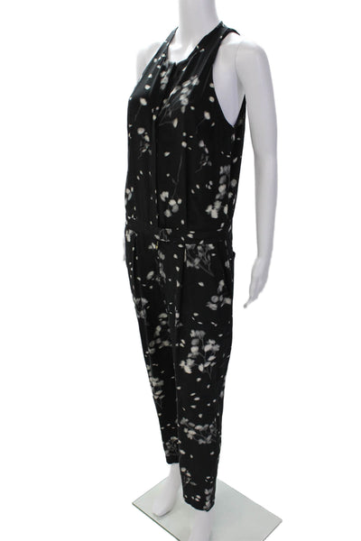 A.L.C. for Barney New York CO-OP Womens Silk Printed Jumpsuit Black Size 4