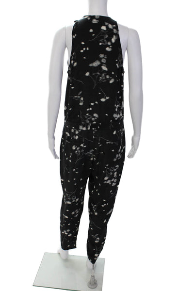 A.L.C. for Barney New York CO-OP Womens Silk Printed Jumpsuit Black Size 4