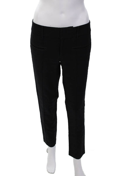 Helmut Lang Womens Cotton High Rise Pleated Skinny Leg Pants Black Size 4