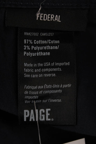 Paige Black Label Mens Slim Leg Federal Pants Navy Blue Cotton Size 32