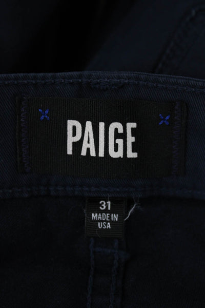 Paige Black Label Mens Mid Rise Normandie Pants Navy Blue Cotton Size 31