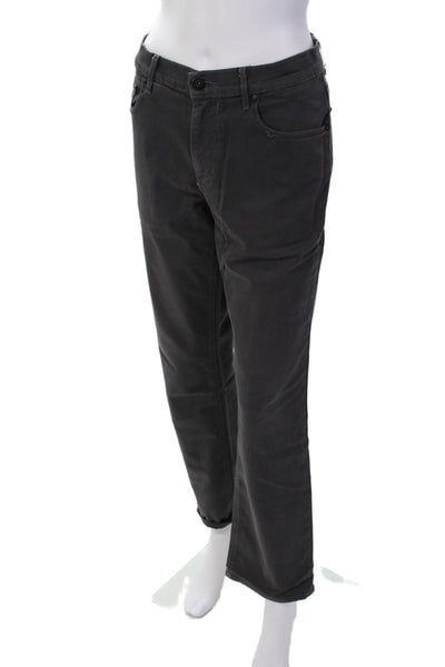 Paige Mens Normandie Mid Rise Slim Leg Pants Slate Gray Cotton Size 31