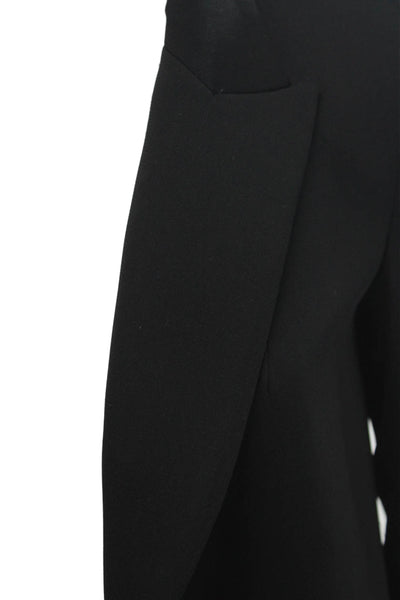 Zara Womens Ruched 3/4 Sleeve Pointed Lapel Open Blazer Jacket Black Size XS