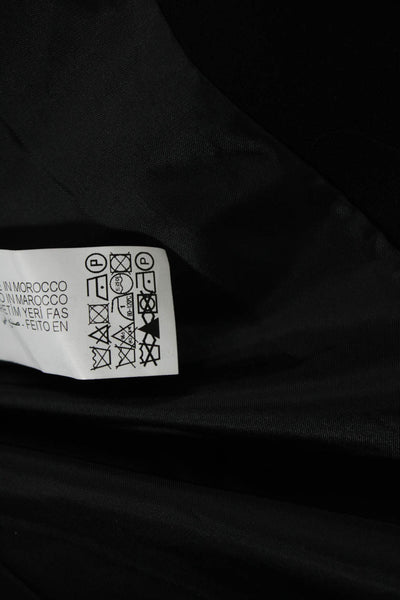 Zara Womens Ruched 3/4 Sleeve Pointed Lapel Open Blazer Jacket Black Size XS